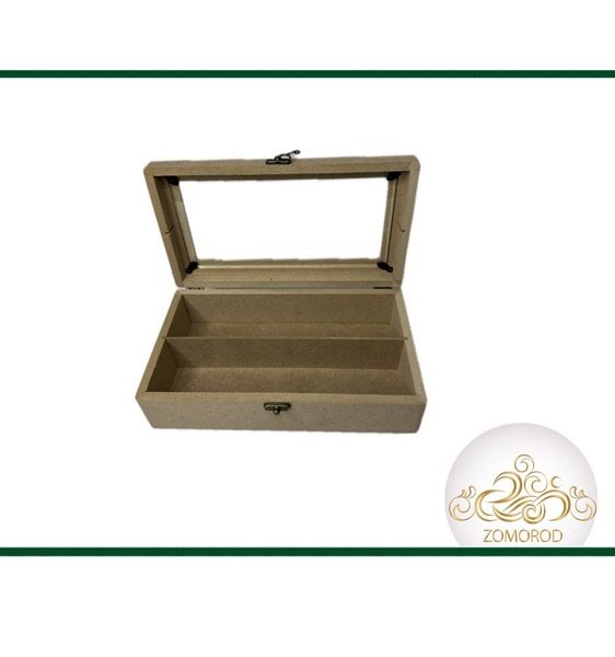 جعبه چوبی کاردو چنگال شیشه دار